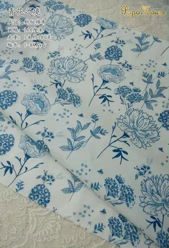 160x50cm Custom Classical Blue White Porcelain Twill Cotton Fabric Tablecloth Background Cheongsam Clothing Handmade Diy Cloth