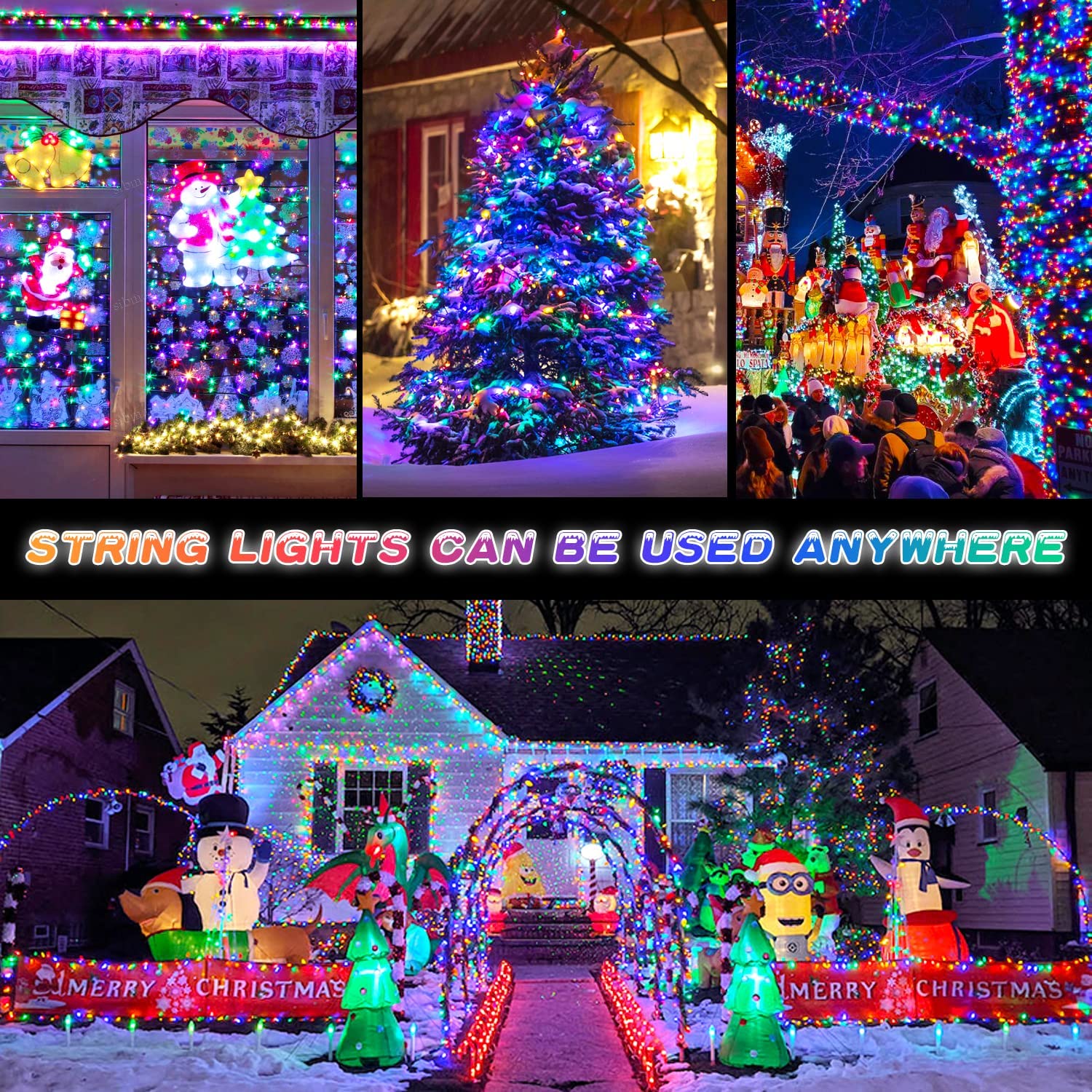 23-99ft LED Solar Light 50-300 Lights Outdoor Waterproof Fairy Garland Lights Christmas Party Halloween Decorations Solar Lights