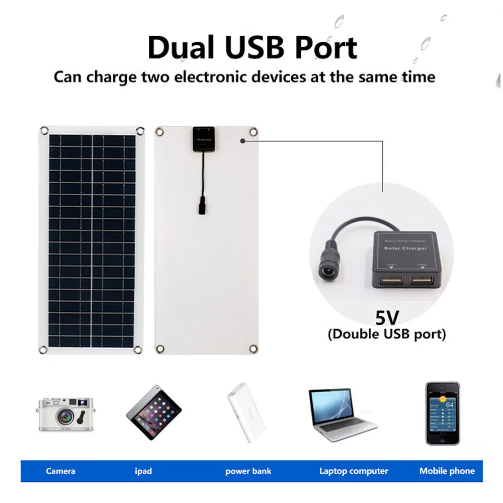 1000W 12V Solar Battery Charger & Maintainer Portable 12 Volt Solar Panel Charging Kit for Car Automotive Boat RV Marine