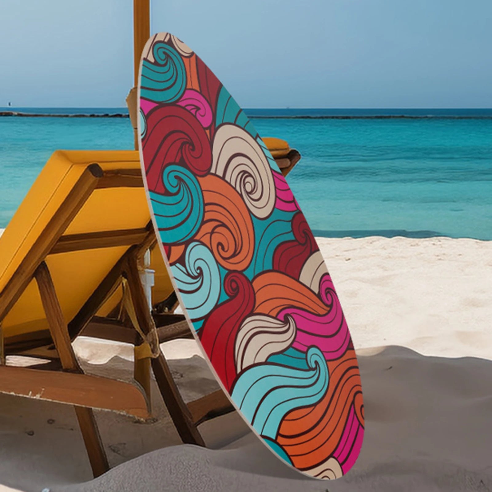 35inch Beach Skimboard Surfboard Beach Sand Board Wood Body Board with High Gloss Coating for Outdoor Water Sports Surfing