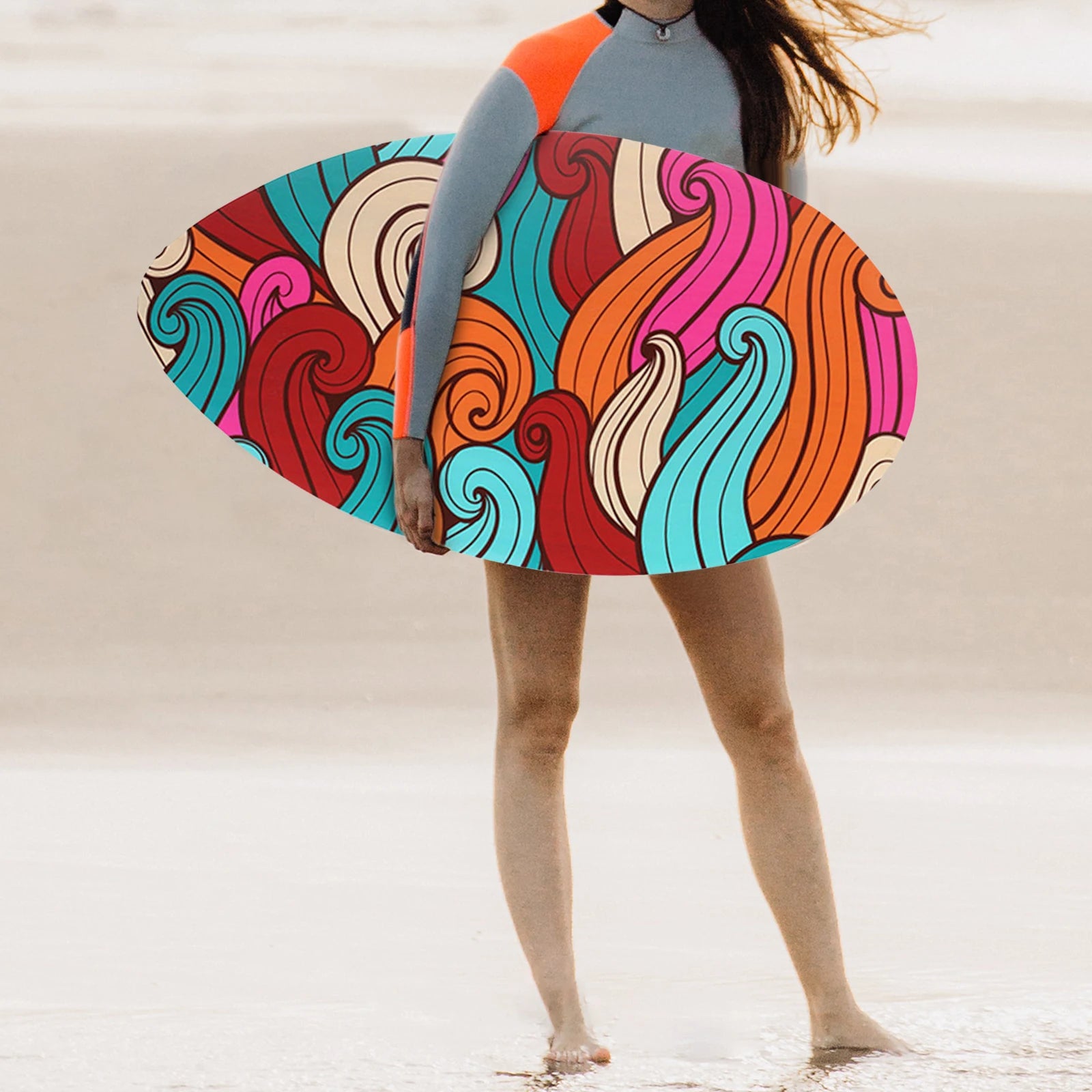 35inch Beach Skimboard Surfboard Beach Sand Board Wood Body Board with High Gloss Coating for Outdoor Water Sports Surfing