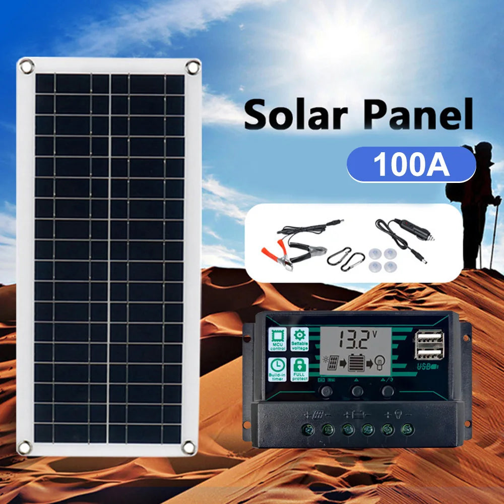1000W 12V Solar Battery Charger & Maintainer Portable 12 Volt Solar Panel Charging Kit for Car Automotive Boat RV Marine