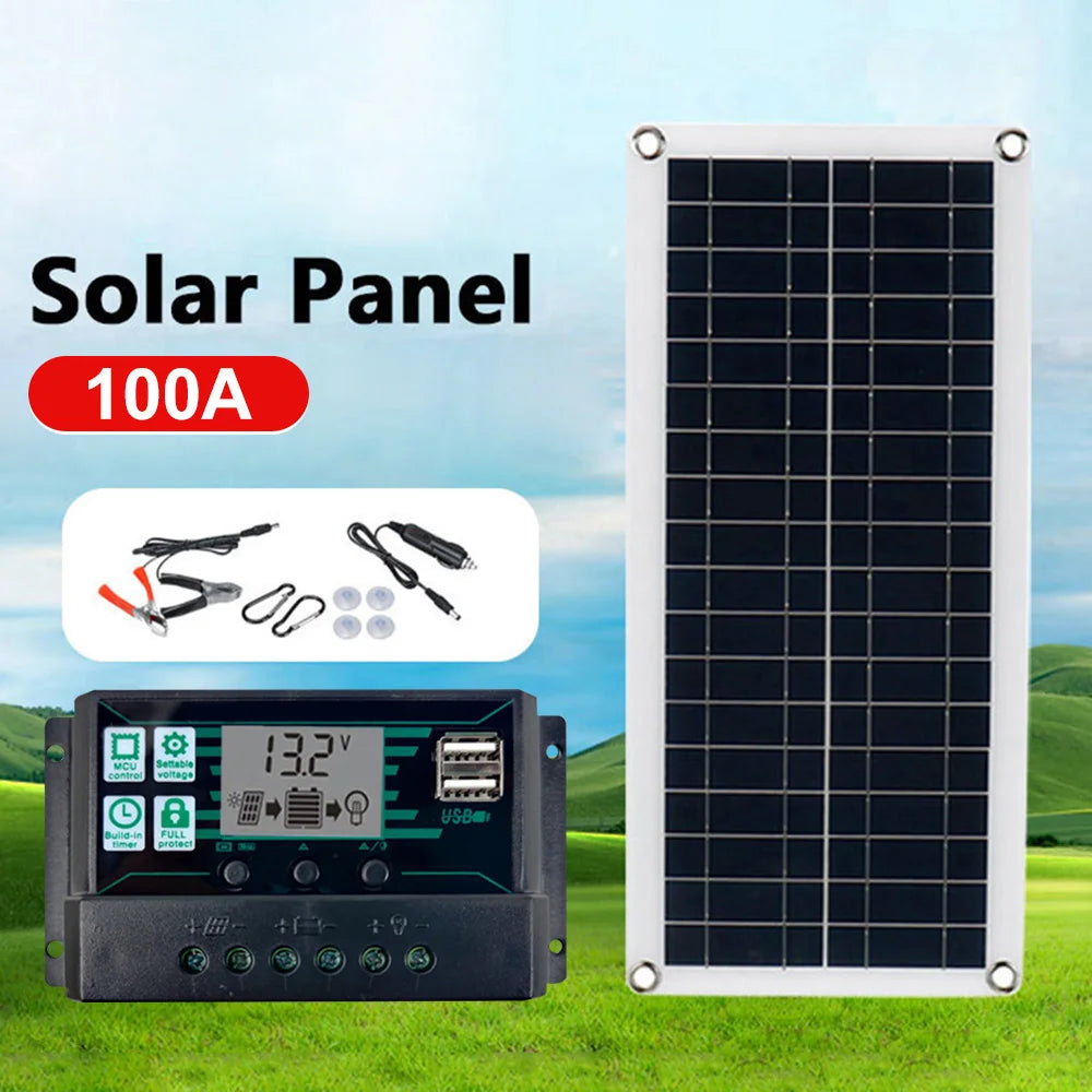 1000W 12V Solar Battery Charger & Maintainer Portable 12 Volt Solar Panel Charging Kit for Car Automotive Boat RV Marine