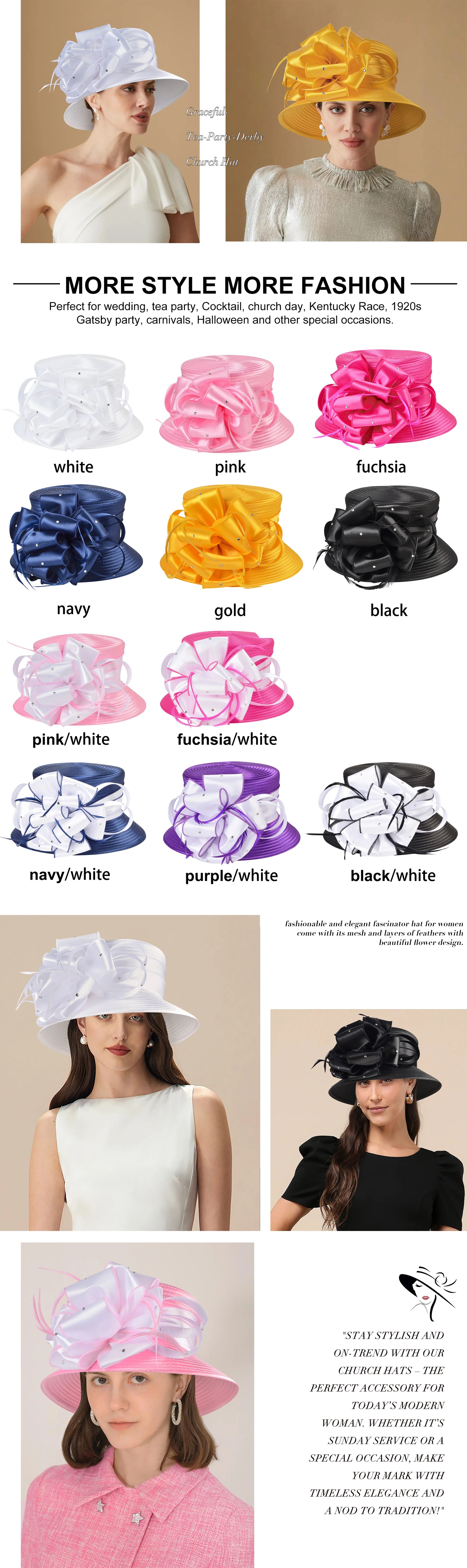 2025 New Fascinator Hats for Women Elegant Wedding and British Lady Deby Race Top Church Hats for Black Women S10-4585