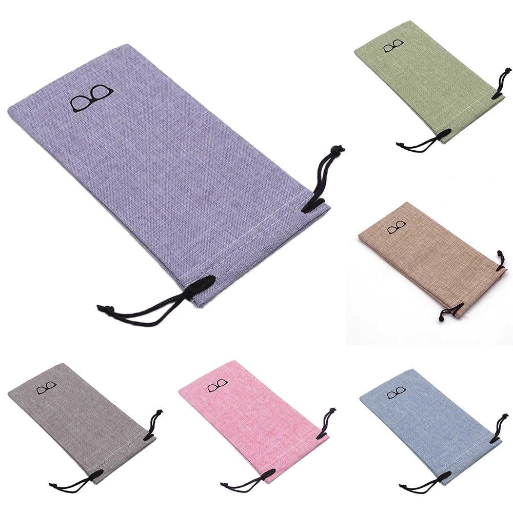 1PCS Portable Glass Bag Sunglasses Pouch for Eyewear Container Linen Fabric Smooth Surface Good Quality Glasses Bag eye contacts