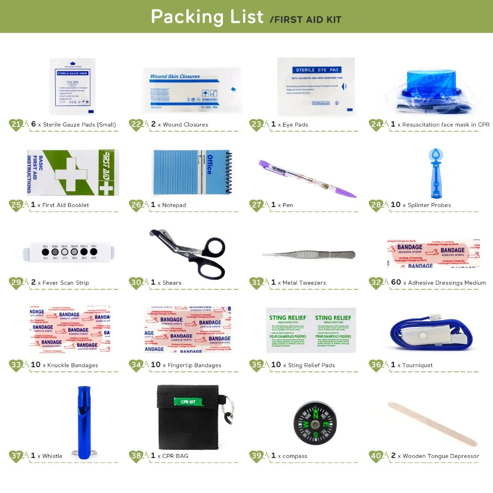 255pcs/Empty First Aid kit Emergency Survival kit Medical Bag with Storage Lable for Hiking Camping Hunting Travel Wound Bag