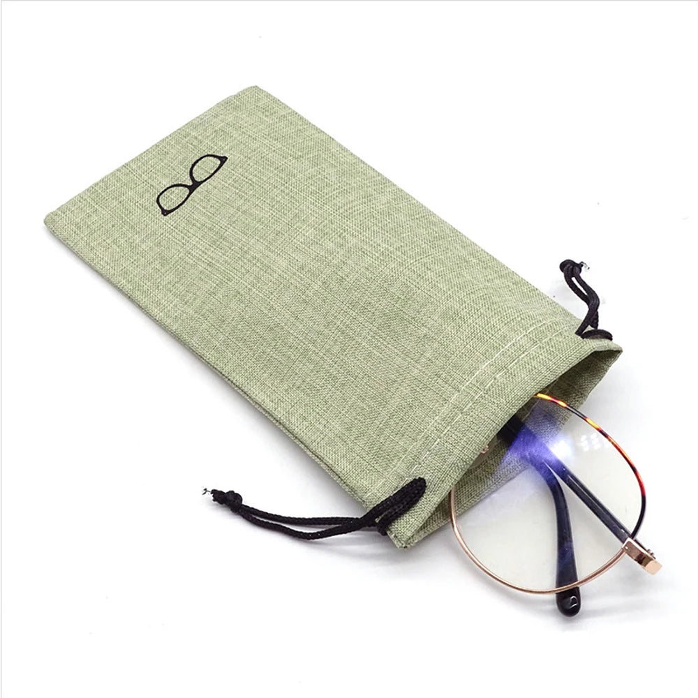 1PCS Portable Glass Bag Sunglasses Pouch for Eyewear Container Linen Fabric Smooth Surface Good Quality Glasses Bag eye contacts