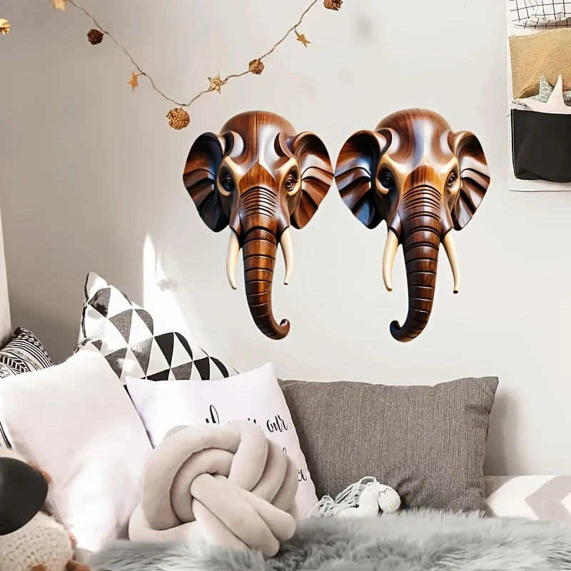 2D Flat Printing Large-scale Wooden Art Elephant Head Flat Home Decoration Wall Decor Festival Wall hanging Retro Items