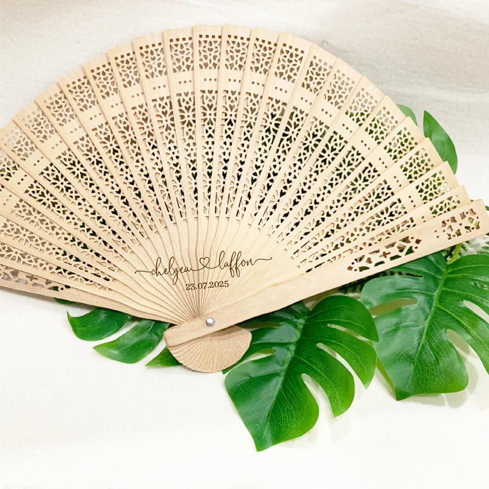10/50 Pieces Personalized Hand Fan Wedding, wooden folding hand fans, Personalized Fan Wedding Gifts Guests Lot with Fan Bag