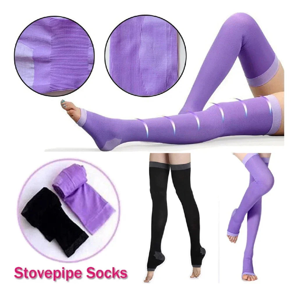 1 Pair Women 420D Sleeping Burn Fat Socks Slim Leg Warmer Compression Stockings