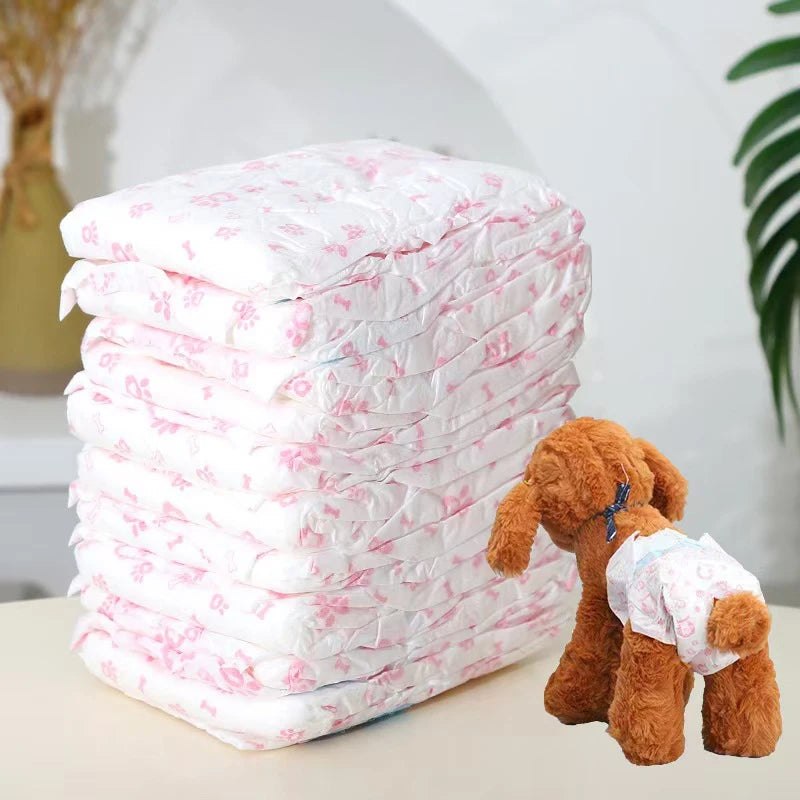 10/12PCs Disposable Pet Diaper for Female Dogs Male Dogs Breathable Absorbent Puppy Menstrual Trousers Dog Accessories