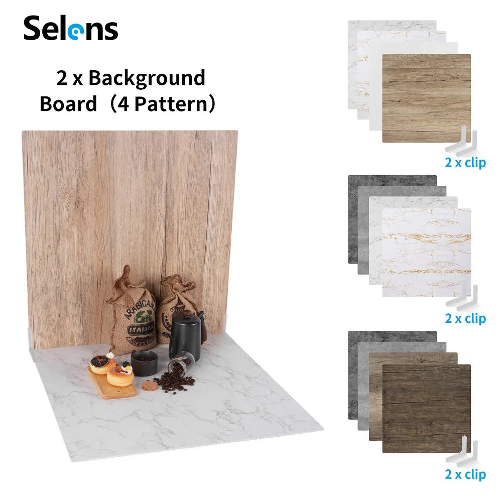 2pcs 60x60 cm Photography Backdrops Marble Wood Grain 2 Sided Waterproof Boards 3D Paper Background Studio Photography  Props
