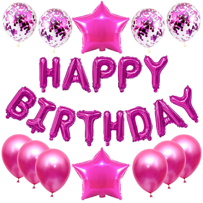 25pcs/set Happy Birthday Balloons Set Foil Letter Balloon Garland Bunting Banners Kids Birthday Party Babay Shower Decoration