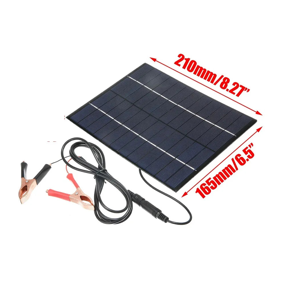 20W Solar Battery Charger with Carabiner 12V Solar Power Bank Polysilicon Solar Charger Plate Portable for Outdoor Lamp Pump