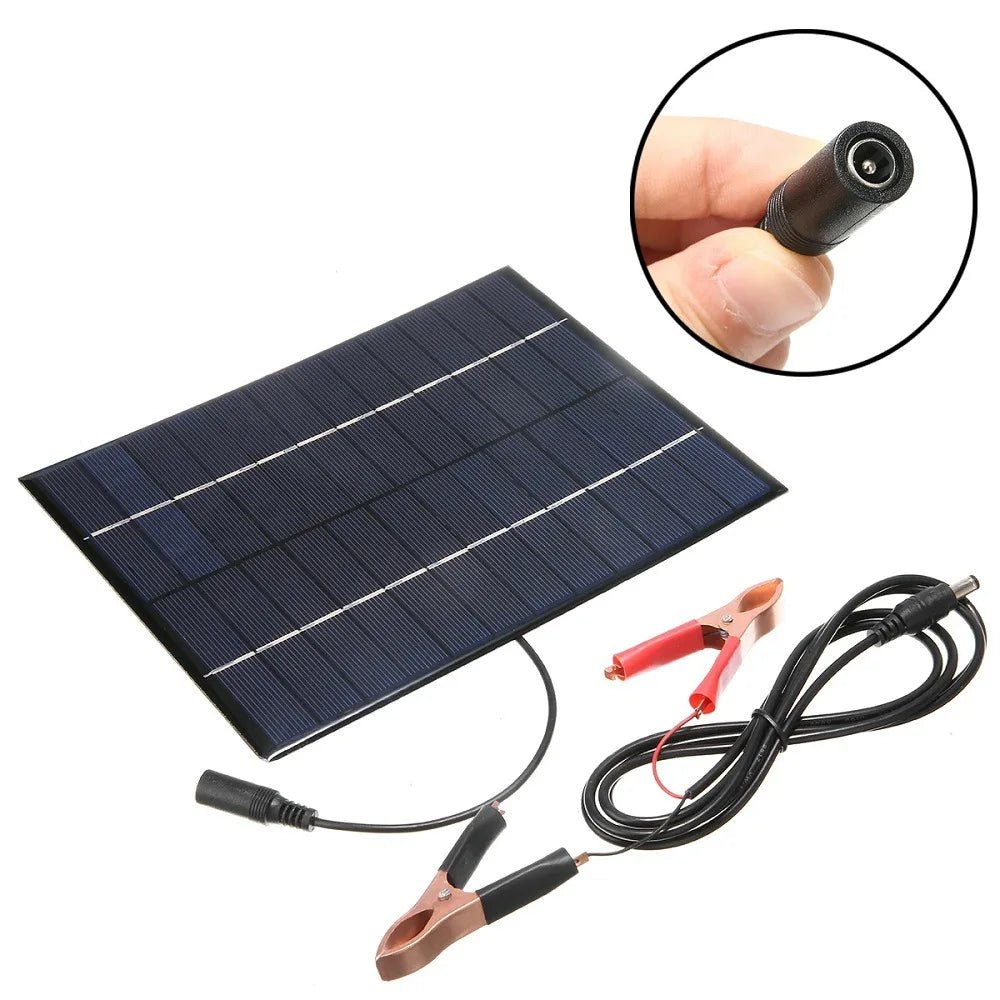 20W Solar Battery Charger with Carabiner 12V Solar Power Bank Polysilicon Solar Charger Plate Portable for Outdoor Lamp Pump