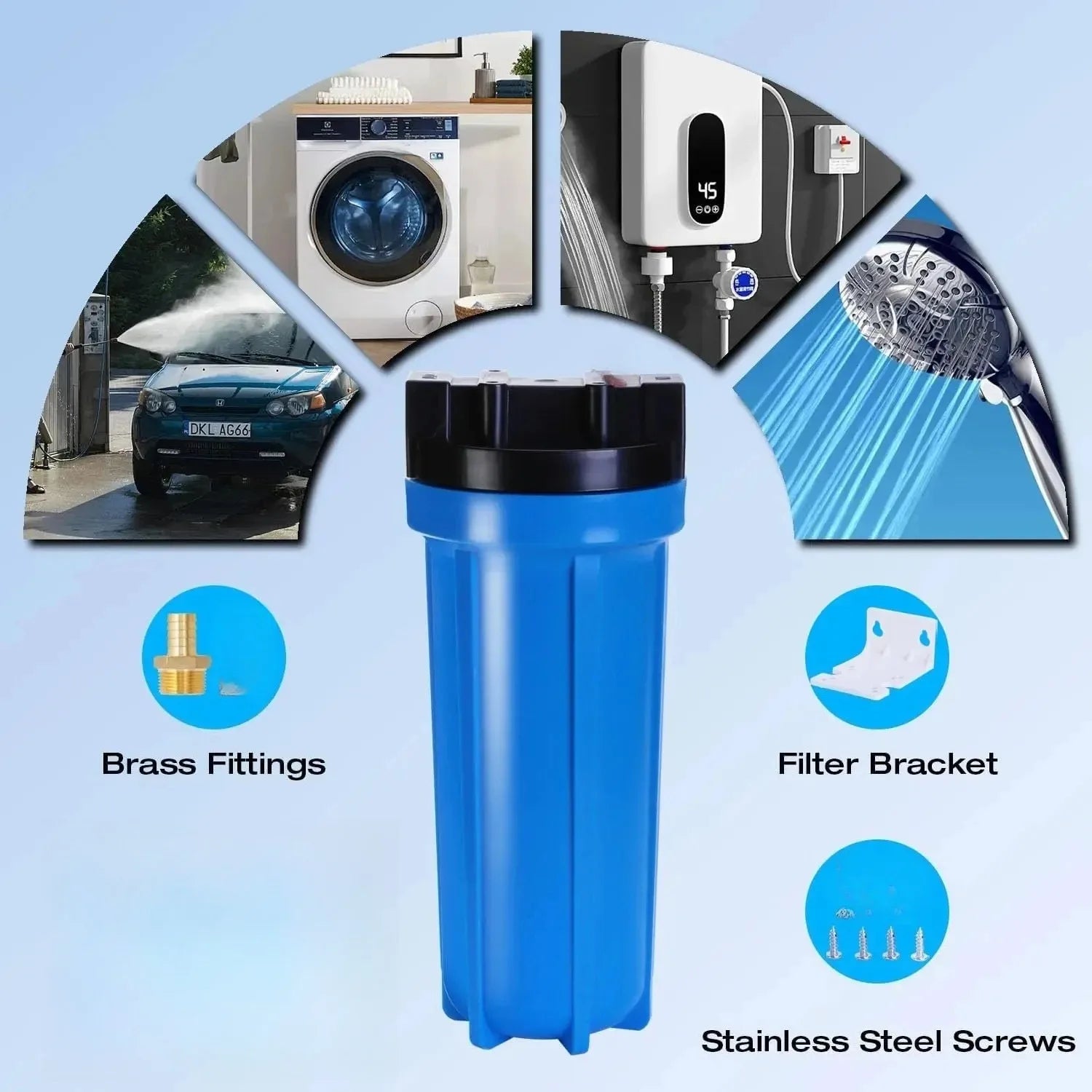 1-Stage Whole House Water Filter, with Iron Manganese Reducing Water Filter, for Well Water,  Universal Housing