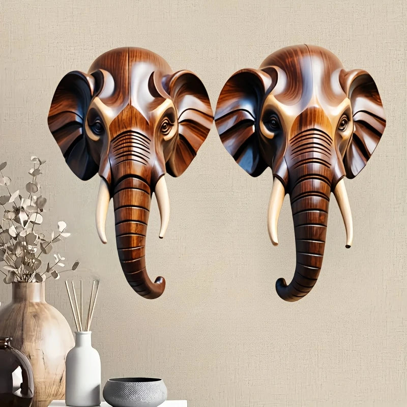 2D Flat Printing Large-scale Wooden Art Elephant Head Flat Home Decoration Wall Decor Festival Wall hanging Retro Items