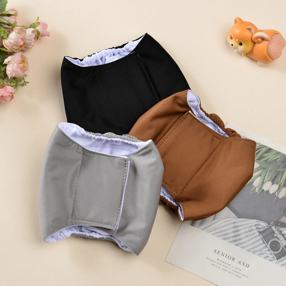 3pcs Washable Male Dog Diapers For Small Big Dogs Reusable Pet Sanitary Panties Bell Wrap High Absorbing Puppy Leak-proof Diaper