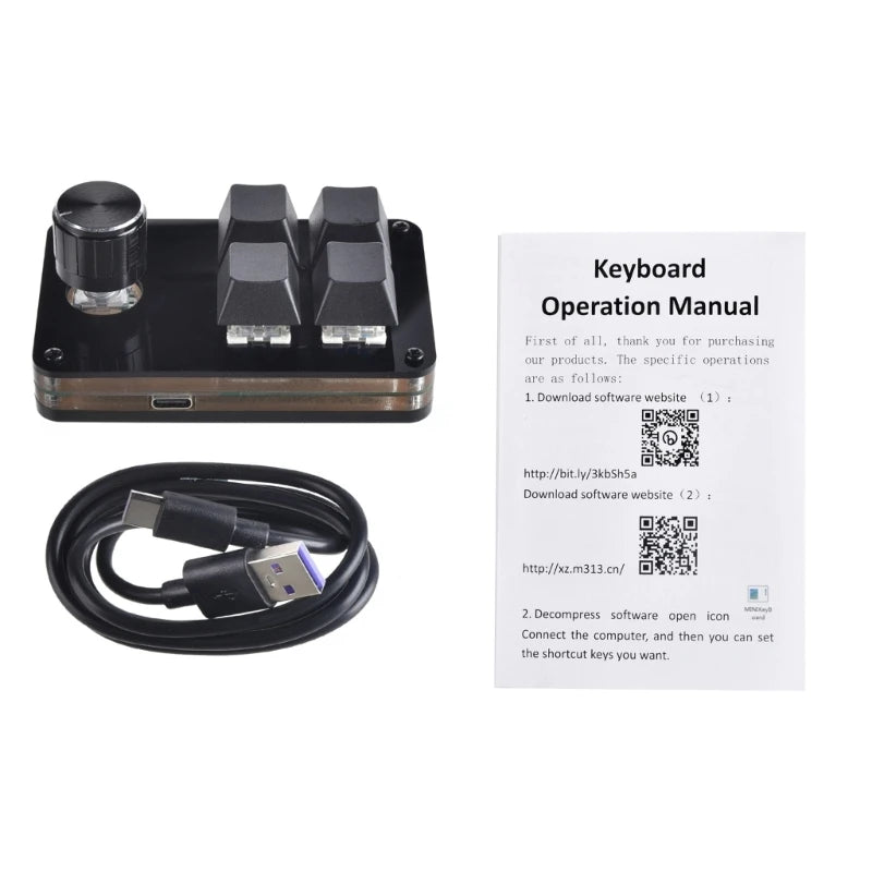 3/5/8/9/10/14/16 Keys Programmable Keyboard Multifunctional USB Mechanical Keyboard One Hand Macro Mechanical Keyboard with Knob