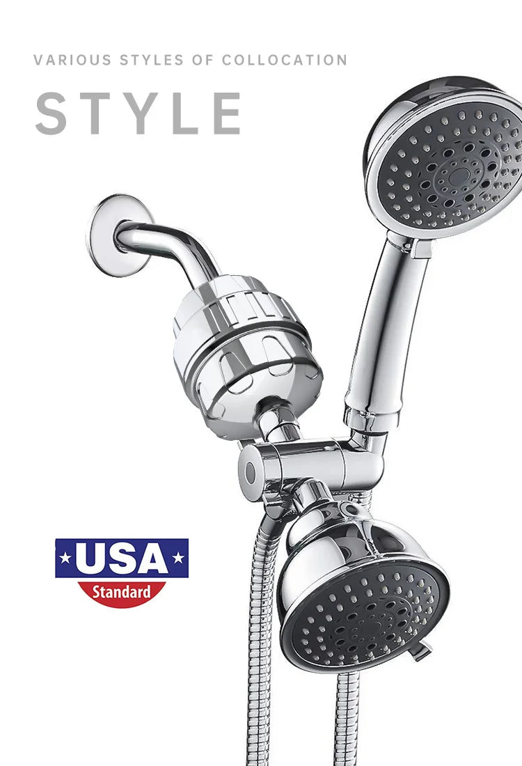 15 Layers of Filtration  Shower Water Filter Remove Chlorine Heavy Metals - Filtered Showers Head Soften for Hard Water