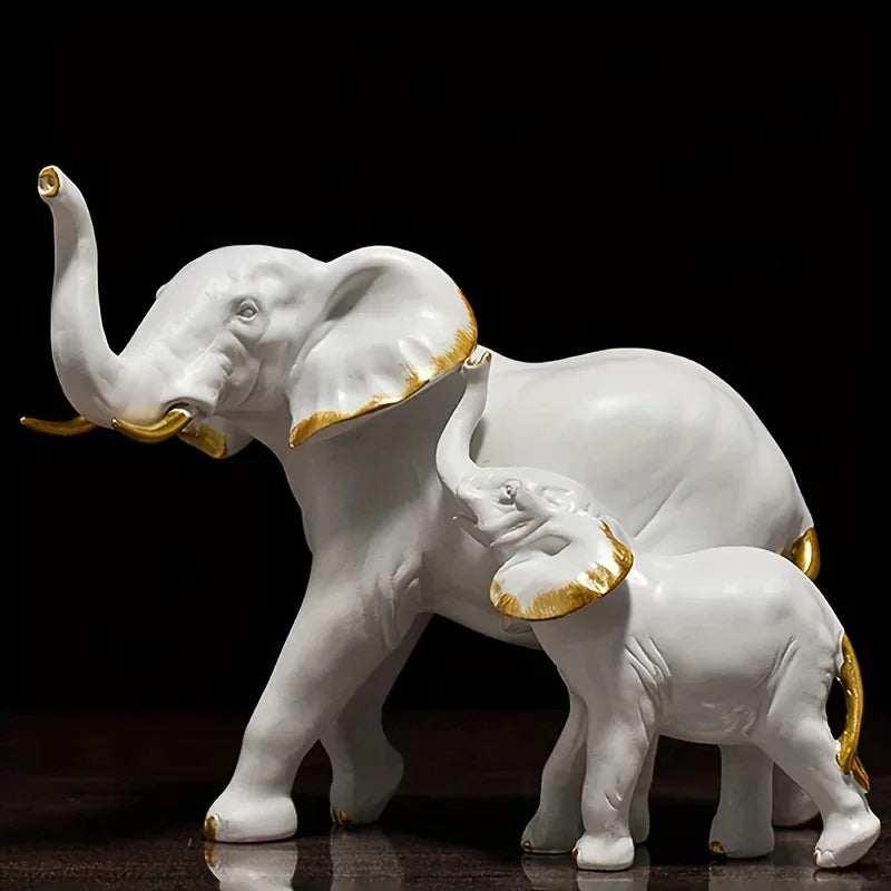 1pairs Creative Modern Decor Animal Resin Elephant Statues & Figurines Sculpture Living Room Table Ornaments Crafts