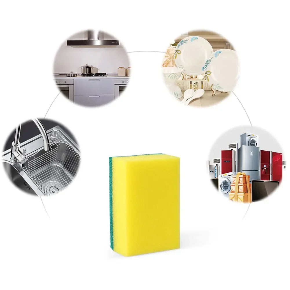 20Pcs Double-Sided Scouring Pads Kitchen Sponge Dishwashing Scrub Pads for Pot Bowl Home Cleaning Tools