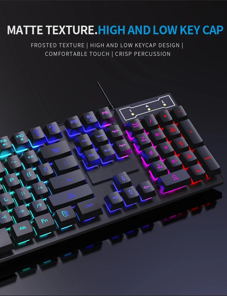 104 key Backlit Computer Keyboard Waterproof Gaming Keyboard Backlit Ergonomics Colorful Mechanical Feel Keyboard And Mouse Set