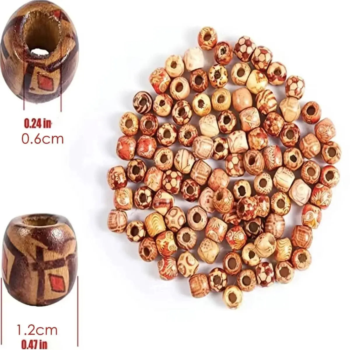 100pcs Wooden Bead DIY Hair Accessory Boho