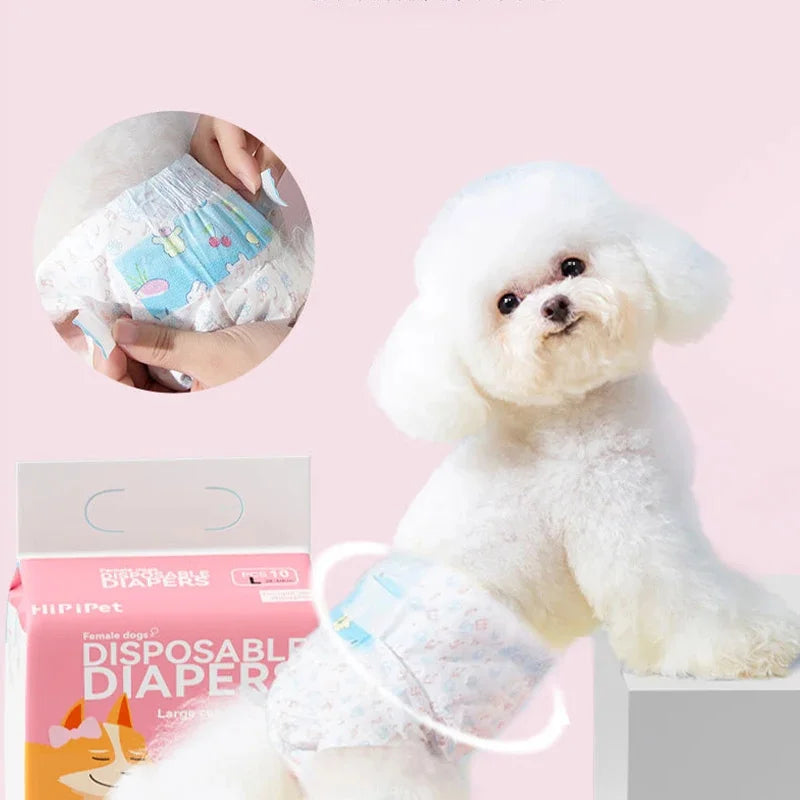 10Pcs Disposable Pet Diapers for Males Females Dogs Absorbent Doggy Disposable Underwear Physiological Pants for Dogs Puppy