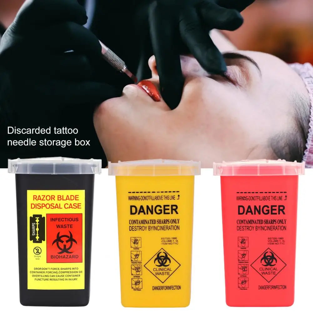 1L Sharps Waste Bin Safe Professional Sharps Bin Waste Tattoo Supplies Storage Box Salon Accessories