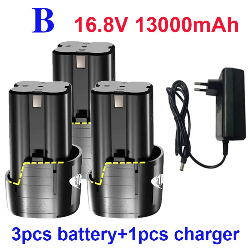 100% New Original 16.8V.13000mAh. Tool. Electric. Battery, rechargeable drill. Screwdriver. Wireless. Electric drill.