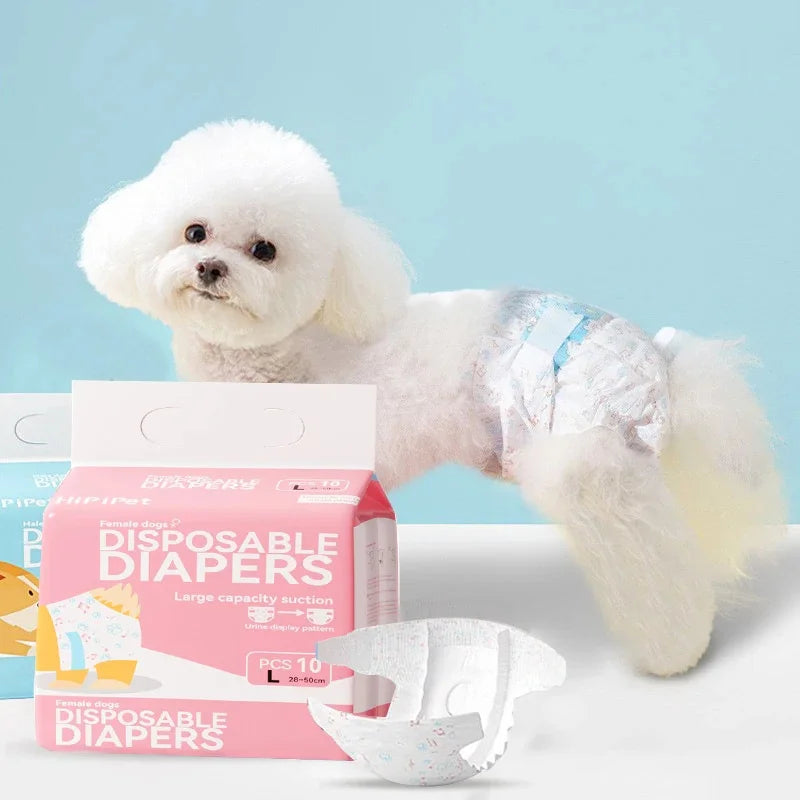 10Pcs Disposable Pet Diapers for Males Females Dogs Absorbent Doggy Disposable Underwear Physiological Pants for Dogs Puppy