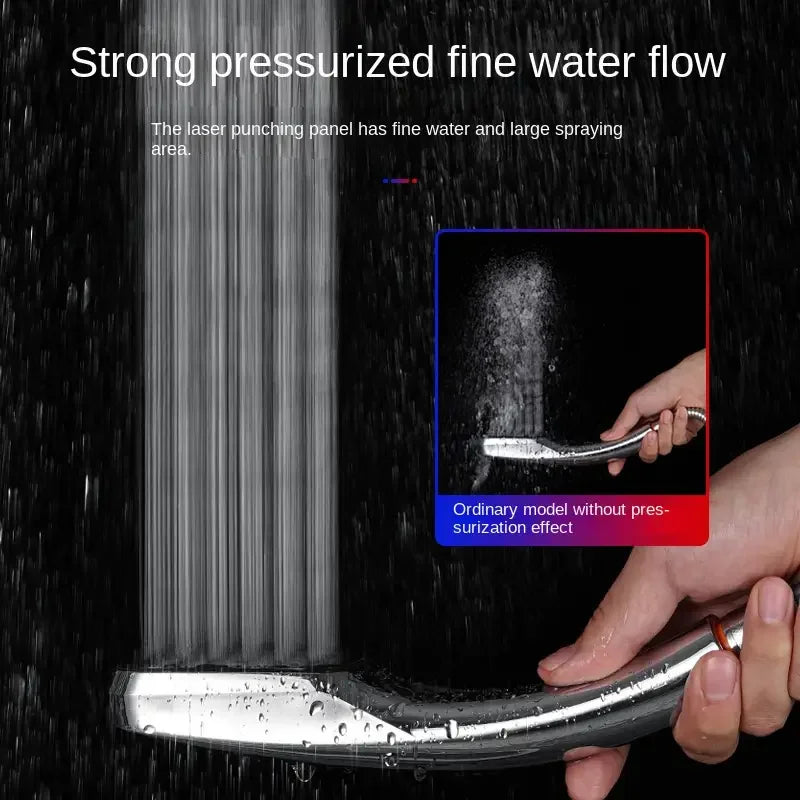 1PC Supercharged Shower Head Single Head Handheld Household Super Strong Bathroom Shower Water Heater Sun Drying Shower Head