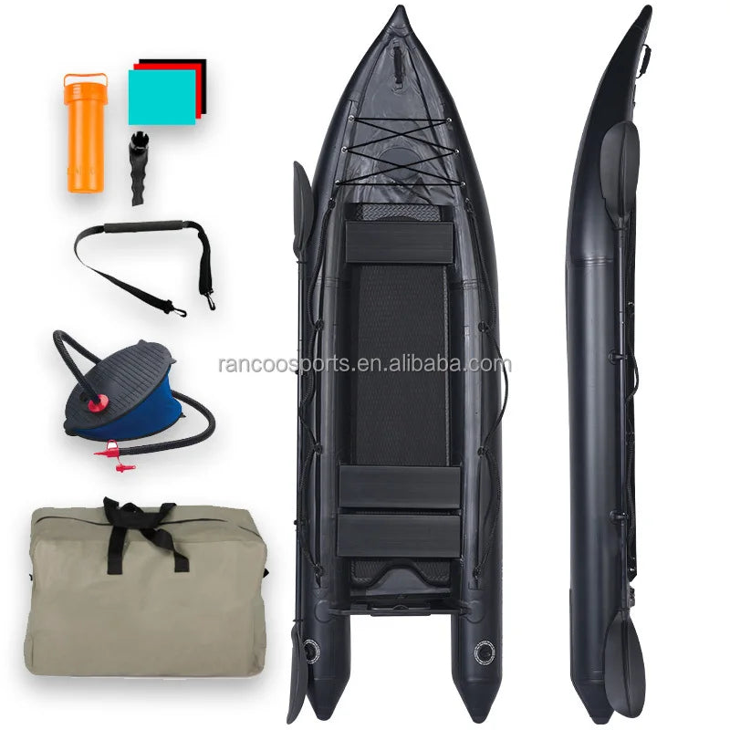 2-Person Inflatable Fishing Kayak w/ Aluminum Oars & Pump - Lightweight PVC Canoe for Lake/River, Durable Portable Watercraft