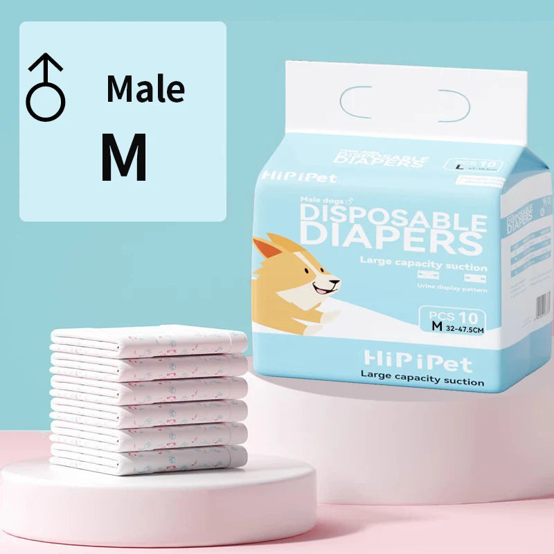 10Pcs Disposable Pet Diapers for Males Females Dogs Absorbent Doggy Disposable Underwear Physiological Pants for Dogs Puppy