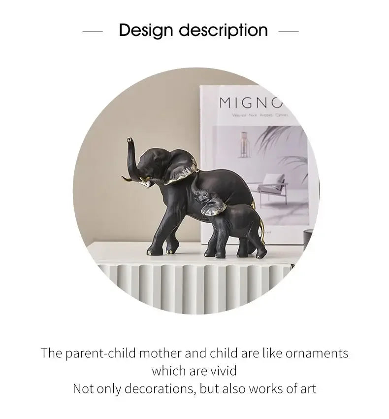 1pairs Creative Modern Decor Animal Resin Elephant Statues & Figurines Sculpture Living Room Table Ornaments Crafts