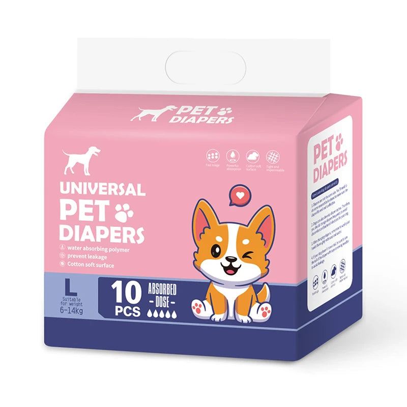 10/12PCs Disposable Pet Diaper for Female Dogs Male Dogs Breathable Absorbent Puppy Menstrual Trousers Dog Accessories
