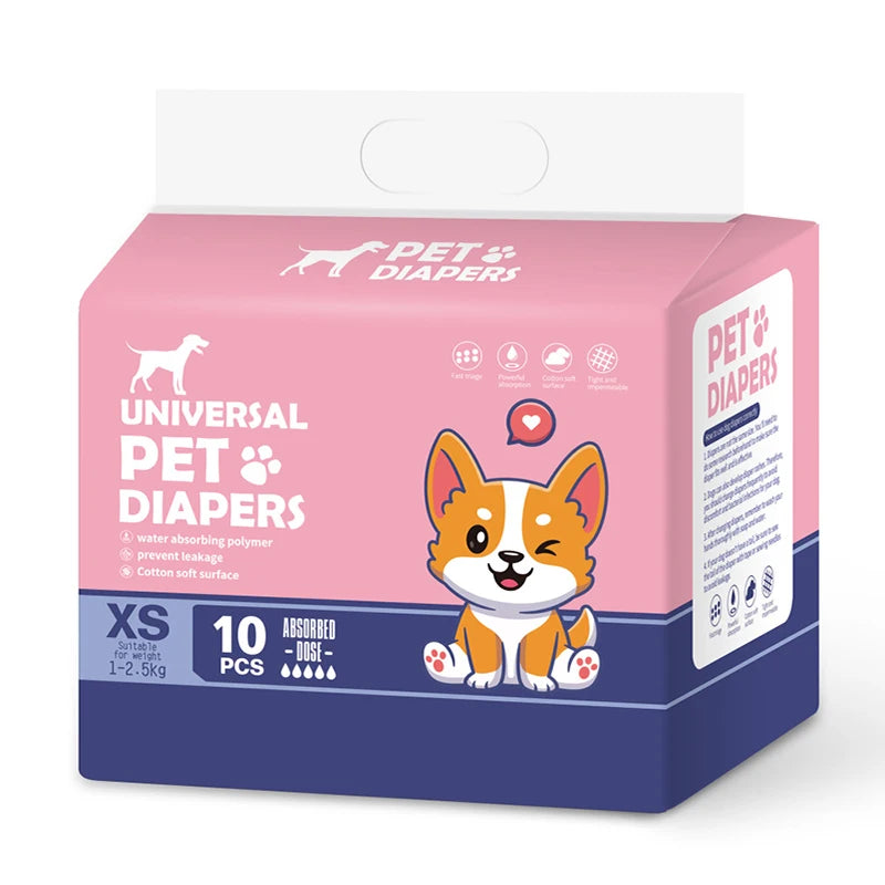 10/12PCs Disposable Pet Diaper for Female Dogs Male Dogs Breathable Absorbent Puppy Menstrual Trousers Dog Accessories