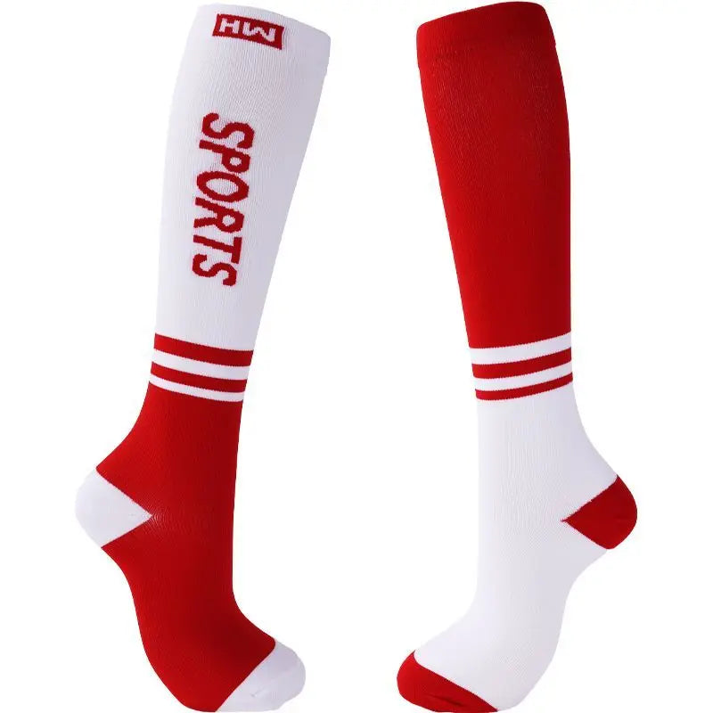 1 Pair Long Stockings Sports Bright Asymmetric English Words Sports High Length Compression Socks Pressure Slimming Yoga Socks
