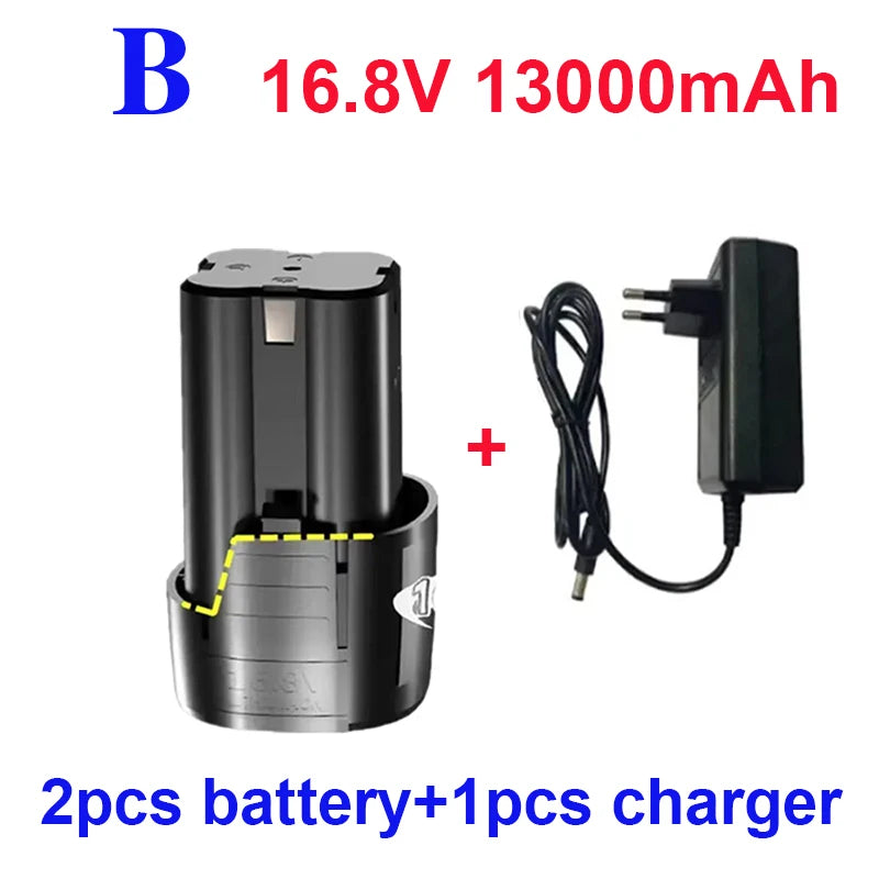 100% New Original 16.8V.13000mAh. Tool. Electric. Battery, rechargeable drill. Screwdriver. Wireless. Electric drill.