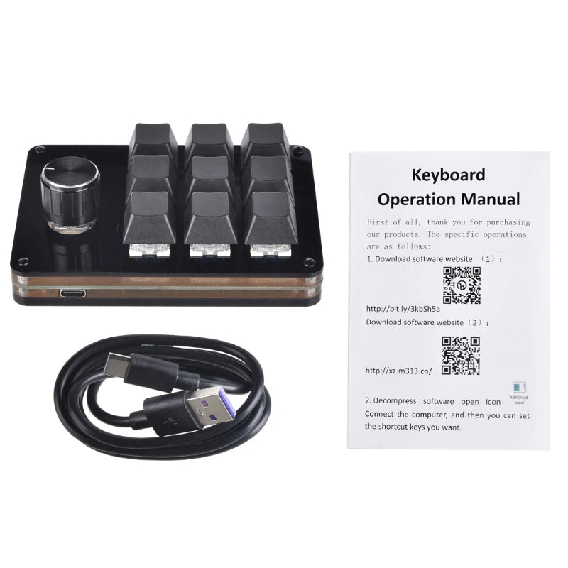 3/5/8/9/10/14/16 Keys Programmable Keyboard Multifunctional USB Mechanical Keyboard One Hand Macro Mechanical Keyboard with Knob