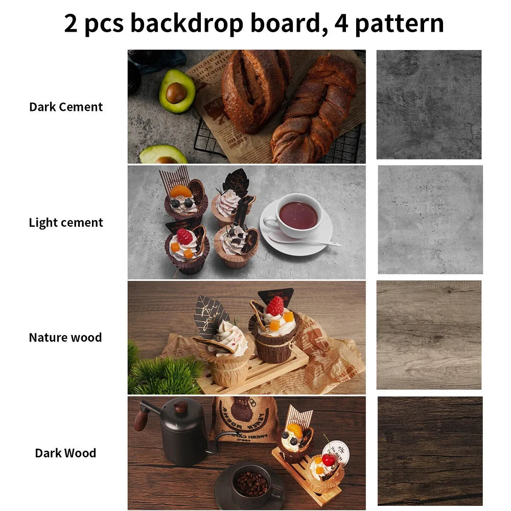2pcs 60x60 cm Photography Backdrops Marble Wood Grain 2 Sided Waterproof Boards 3D Paper Background Studio Photography  Props
