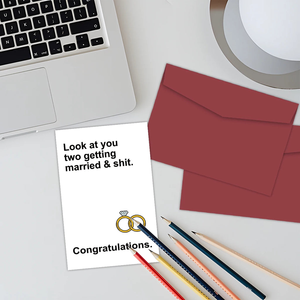 1Set Funny Marriage Congratulations Card For Newly Wed Couple,Hilarious Engagement Cards For Friends Personalized Wedding Cards