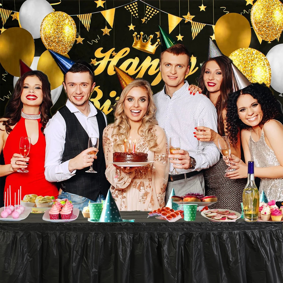 2pcs/pack Plain Disposable Table Skirt, PE Rectangle Tablecloth And Skirt Decoration For Wedding Birthday Party Supplies