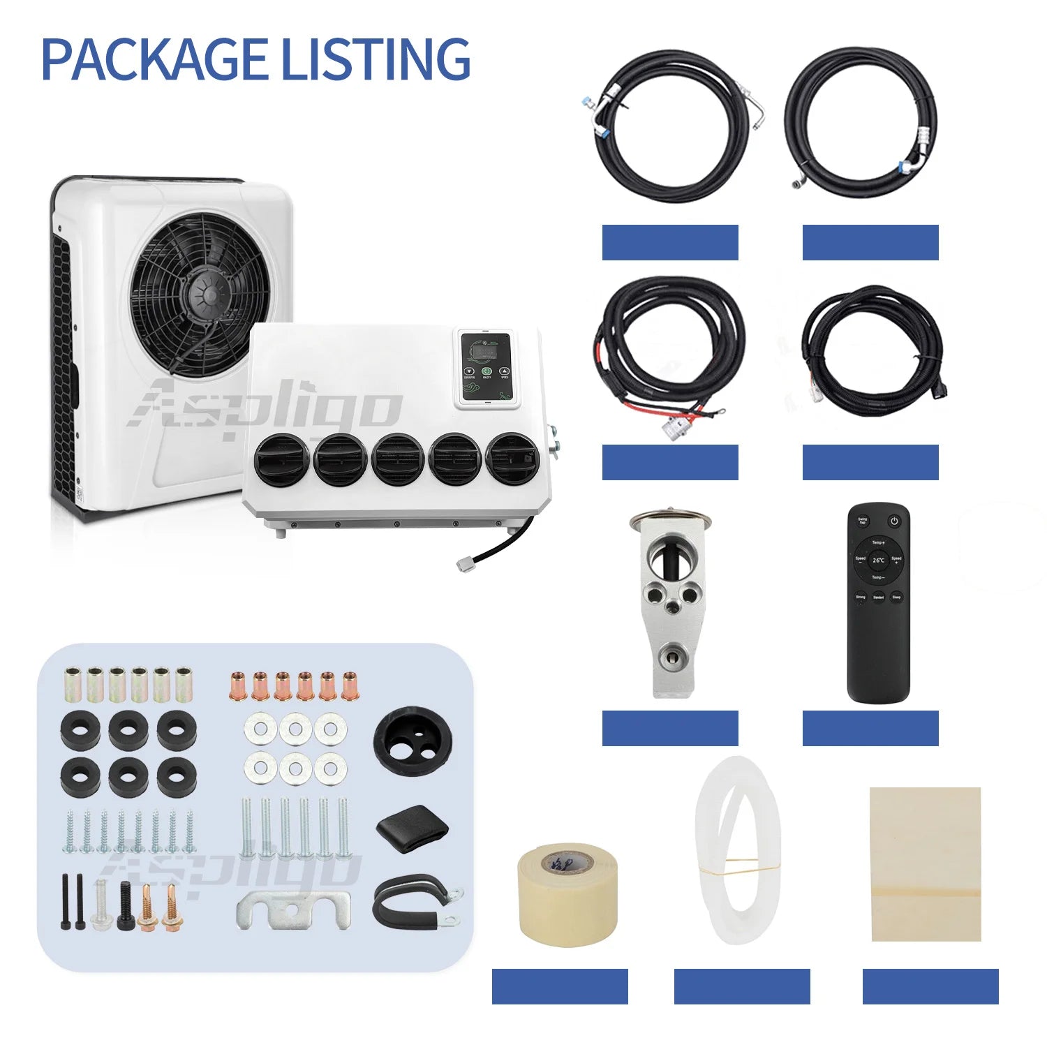 12V 10500BTU Automotive Split Air Conditioning System 24V Car Parking air conditioner for Camper Van Tractor Truck Motorhome