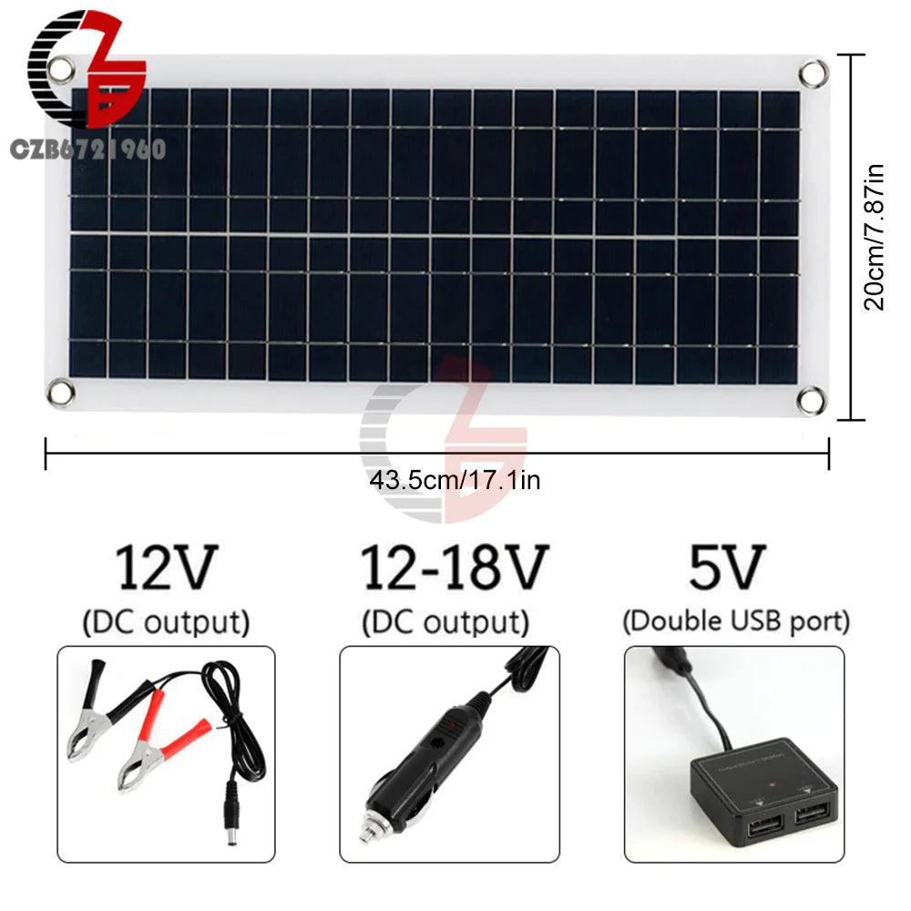 1000W 12V Solar Battery Charger & Maintainer Portable 12 Volt Solar Panel Charging Kit for Car Automotive Boat RV Marine Inveter