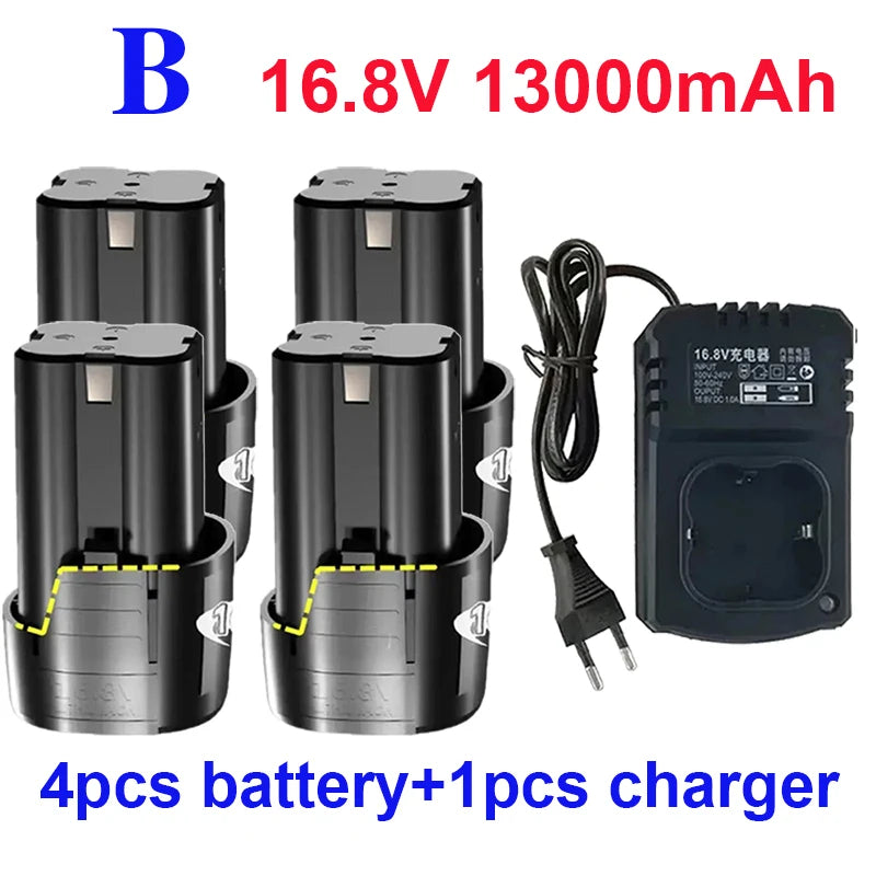 100% New Original 16.8V.13000mAh. Tool. Electric. Battery, rechargeable drill. Screwdriver. Wireless. Electric drill.