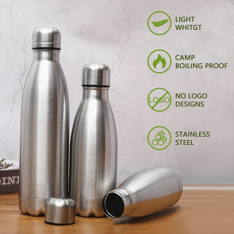 Stainless Steel Water Bottle Cycling Sports Drinking Cup Leakproof Portable Water Bottles Outdoor Camping Hiking Gym Kettle 2024