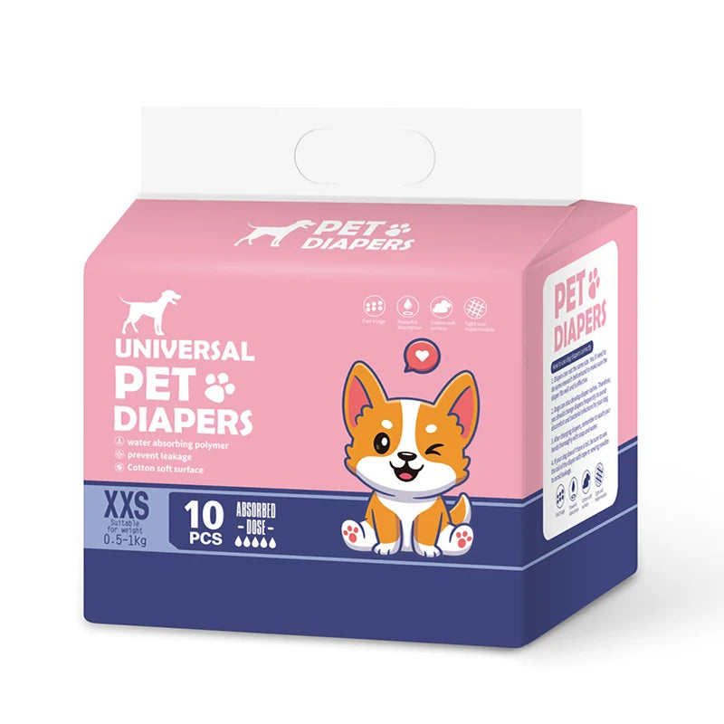 10/12PCs Disposable Pet Diaper for Female Dogs Male Dogs Breathable Absorbent Puppy Menstrual Trousers Dog Accessories