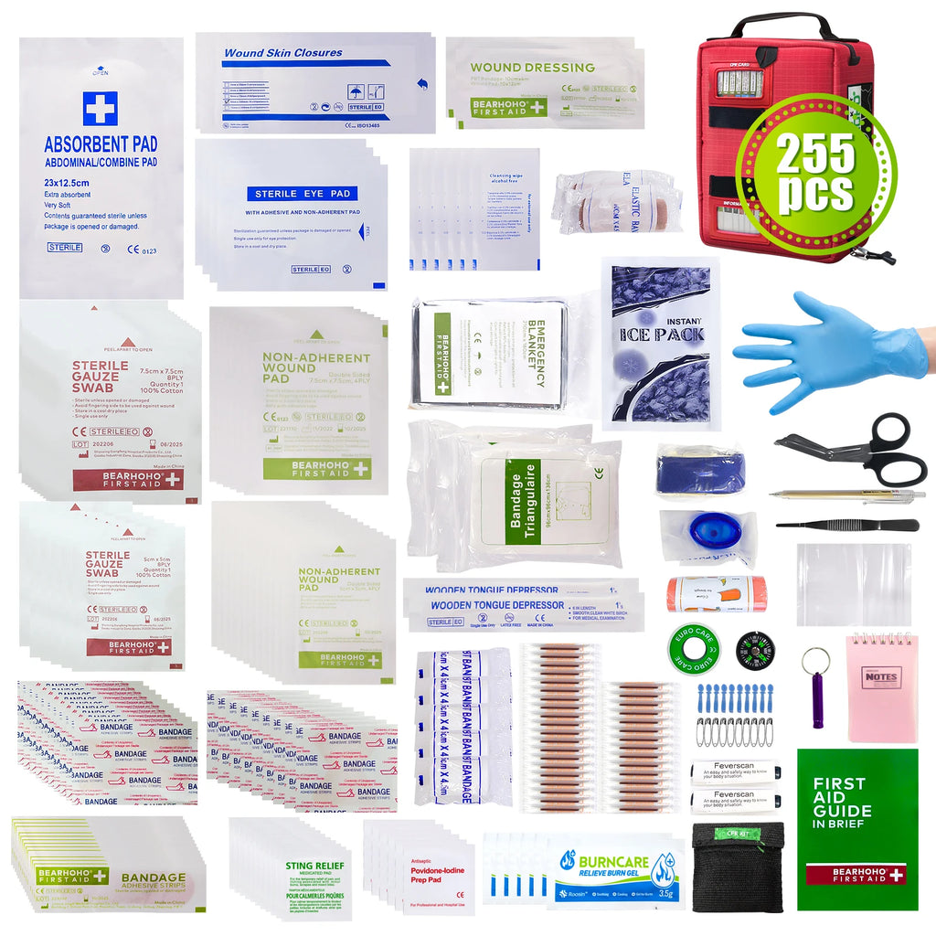 255pcs/Empty First Aid kit Emergency Survival kit Medical Bag with Storage Lable for Hiking Camping Hunting Travel Wound Bag
